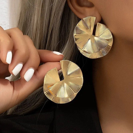 Sculpted Gold Fan Earrings