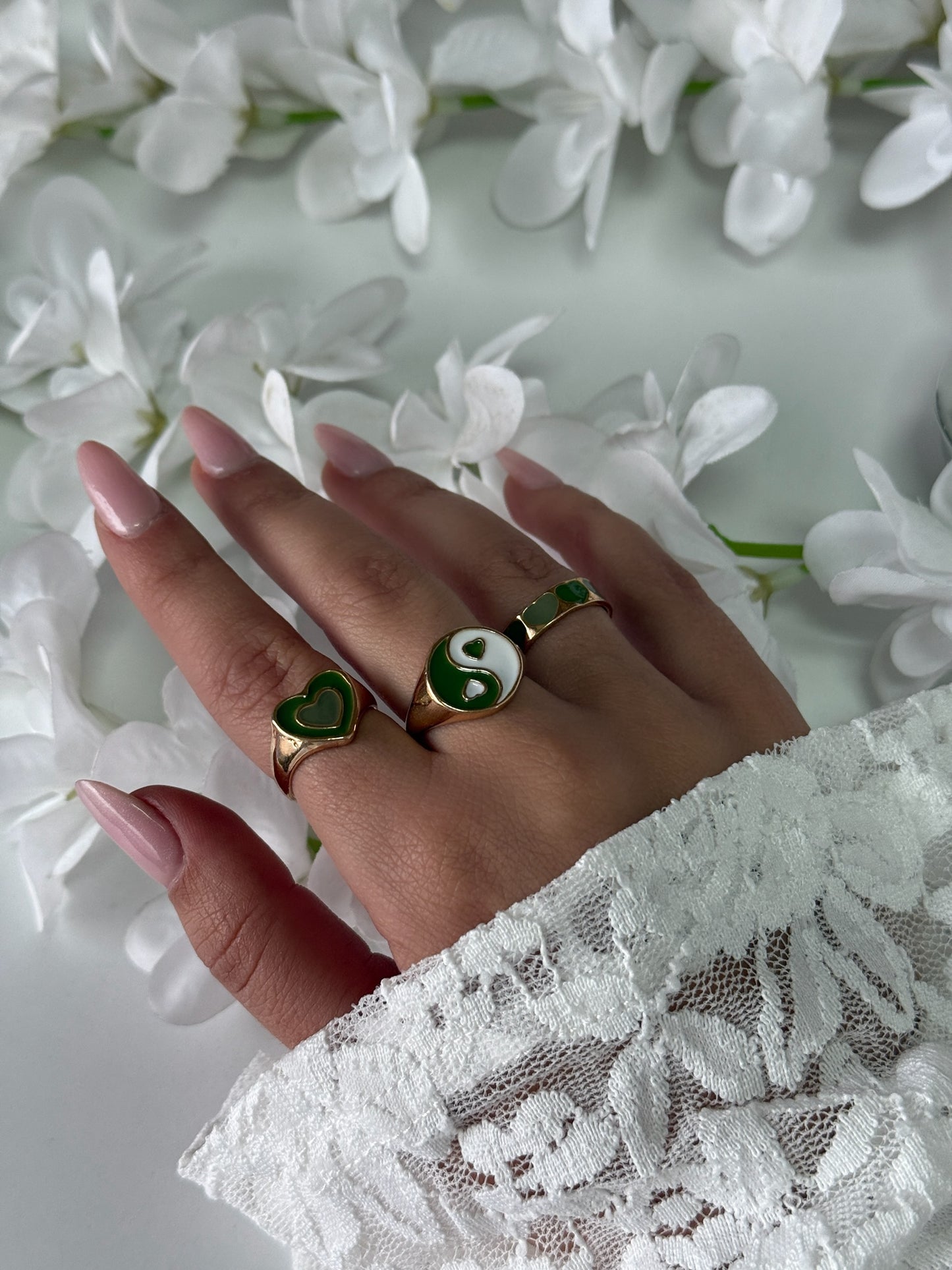 3-piece perfection in green & gold.”