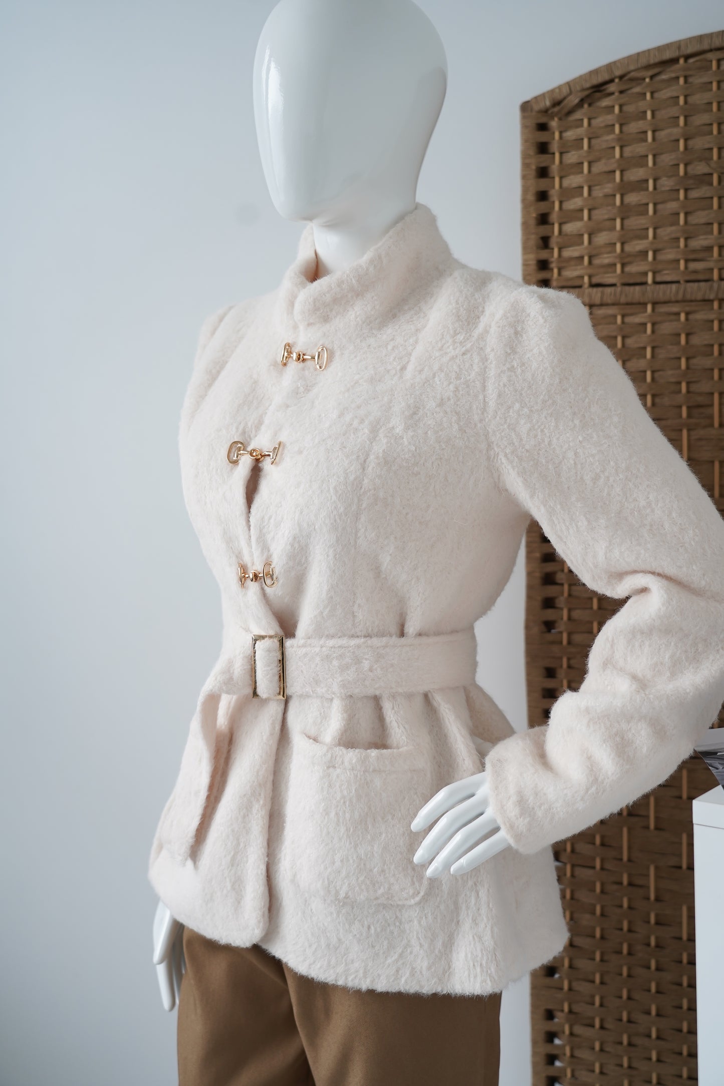 Elegant Cream Wool-Blend Jacket