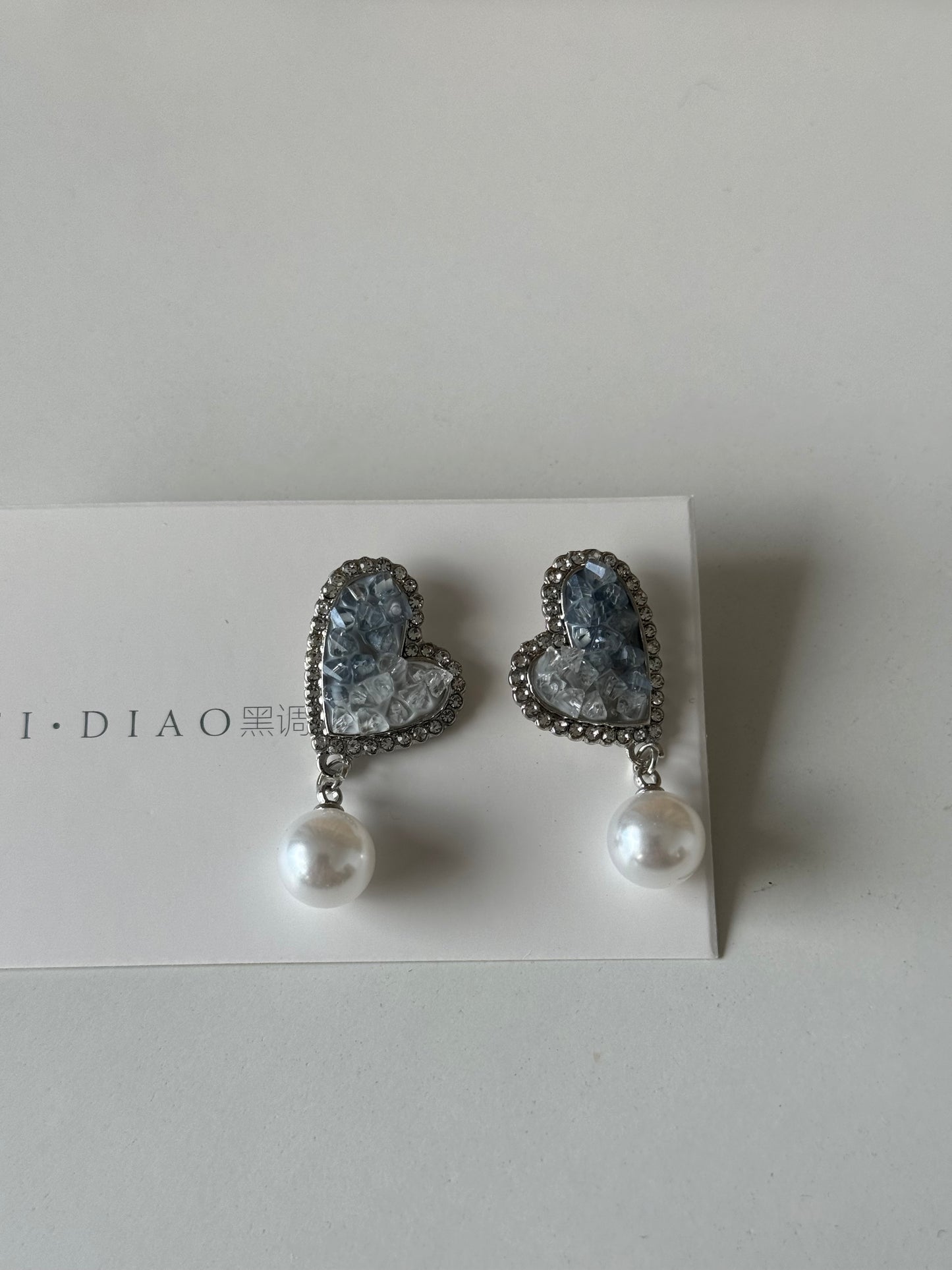 Blue Sea Heart Crystal Earrings