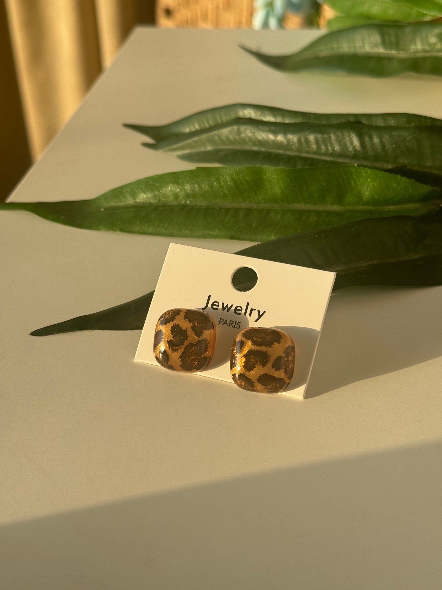 Leopard Print Stud Earrings