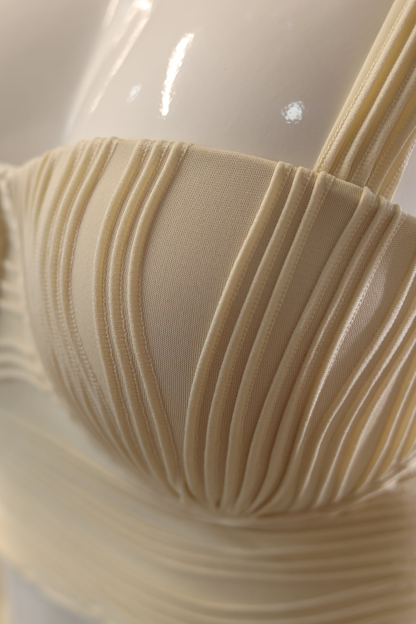 High-Waisted Pleated Bikini – Cream Edition