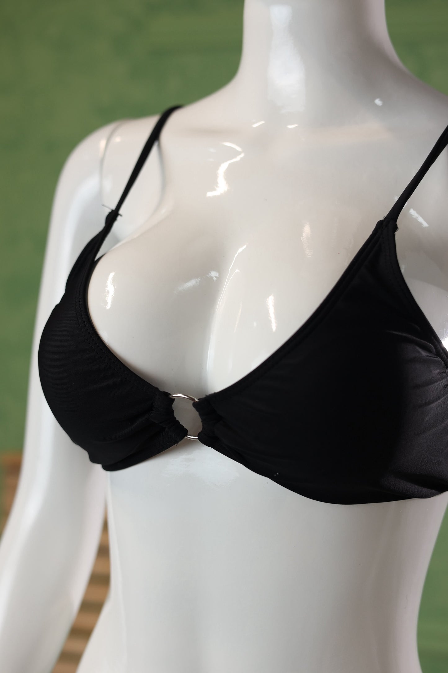 Black Bikini Set with Sheer Polka Dot Cover-Up 3pcs