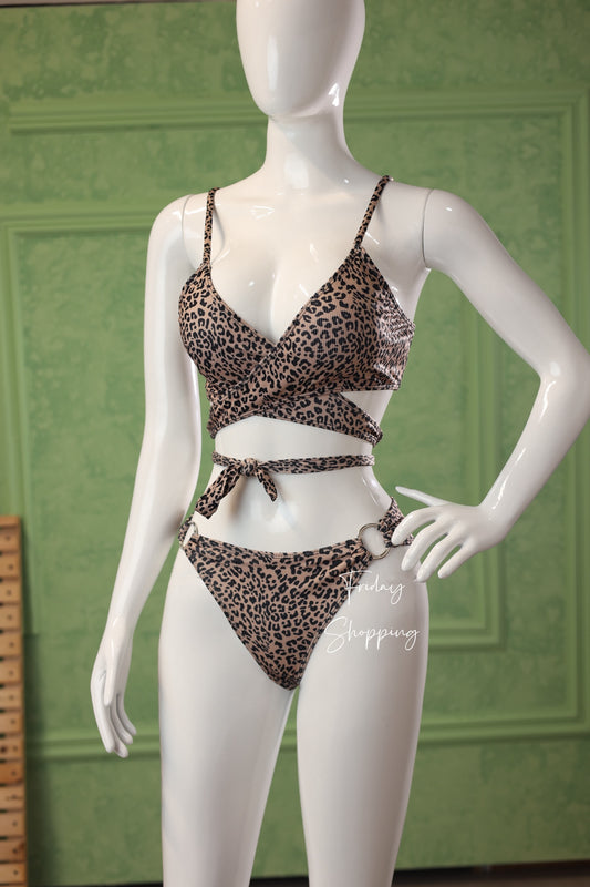 Leopard Print Wrap Bikini