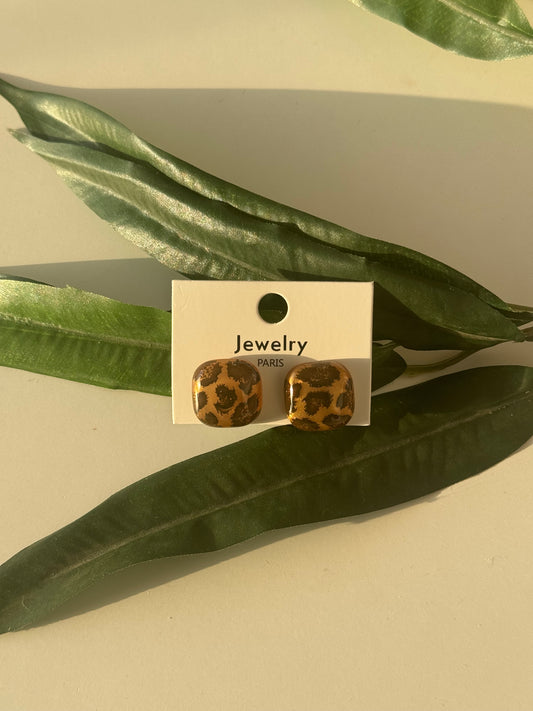Leopard Print Stud Earrings
