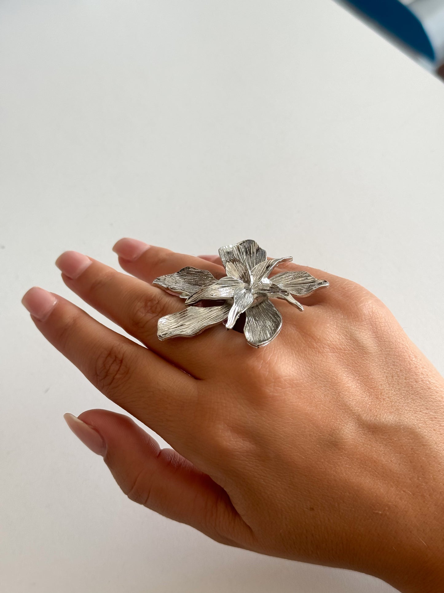 Silver Floral Statement Ring