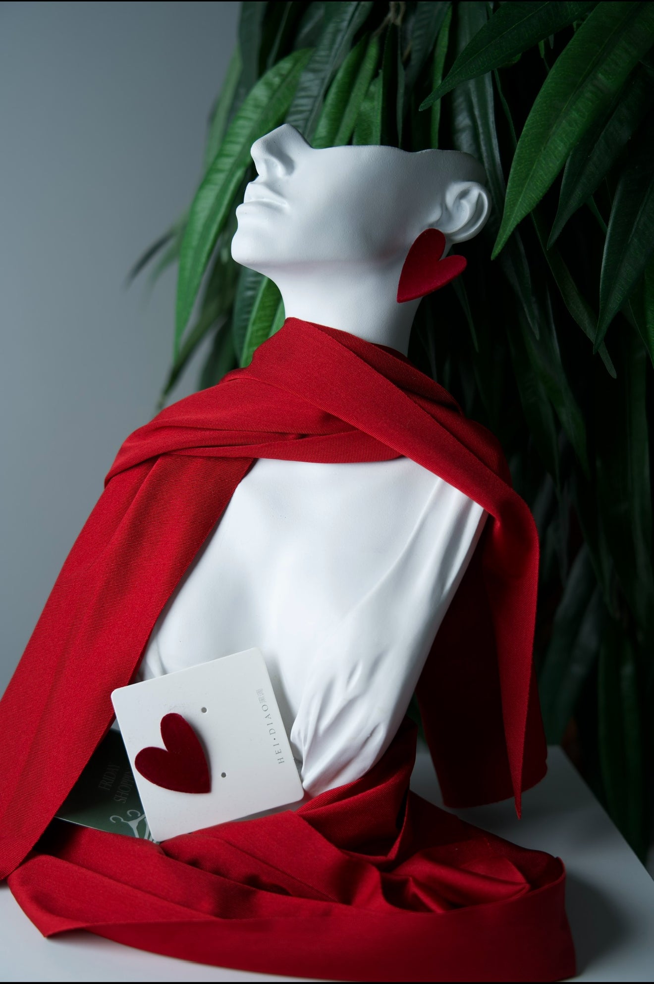 Bold Velvet Heart Earrings – Red