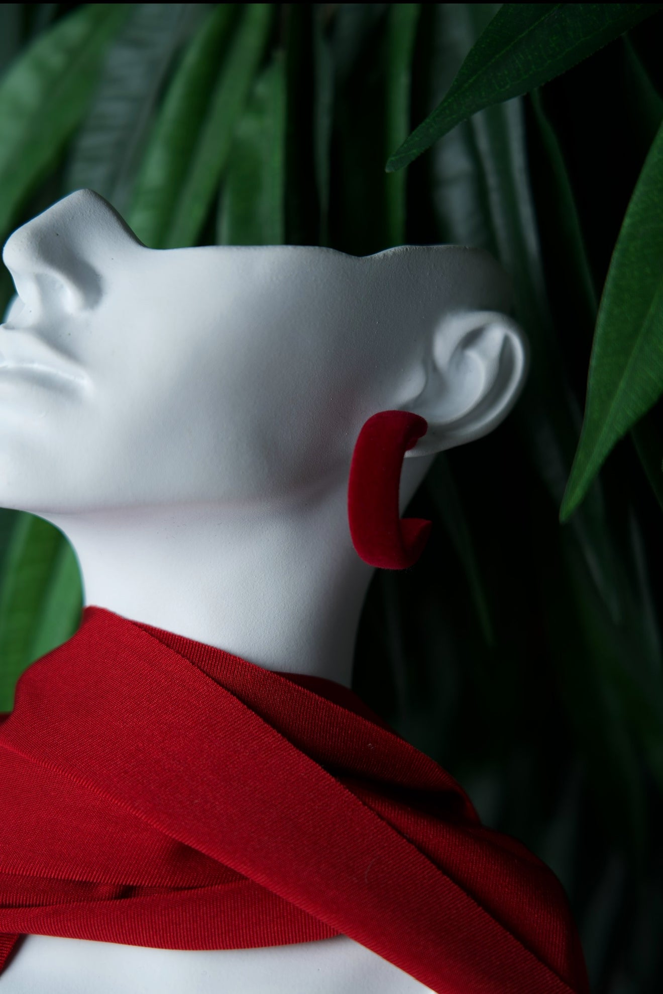 Elegant Red Velvet Hoop Earrings