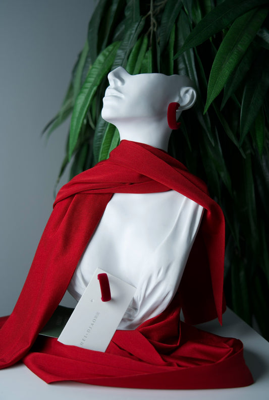 Elegant Red Velvet Hoop Earrings