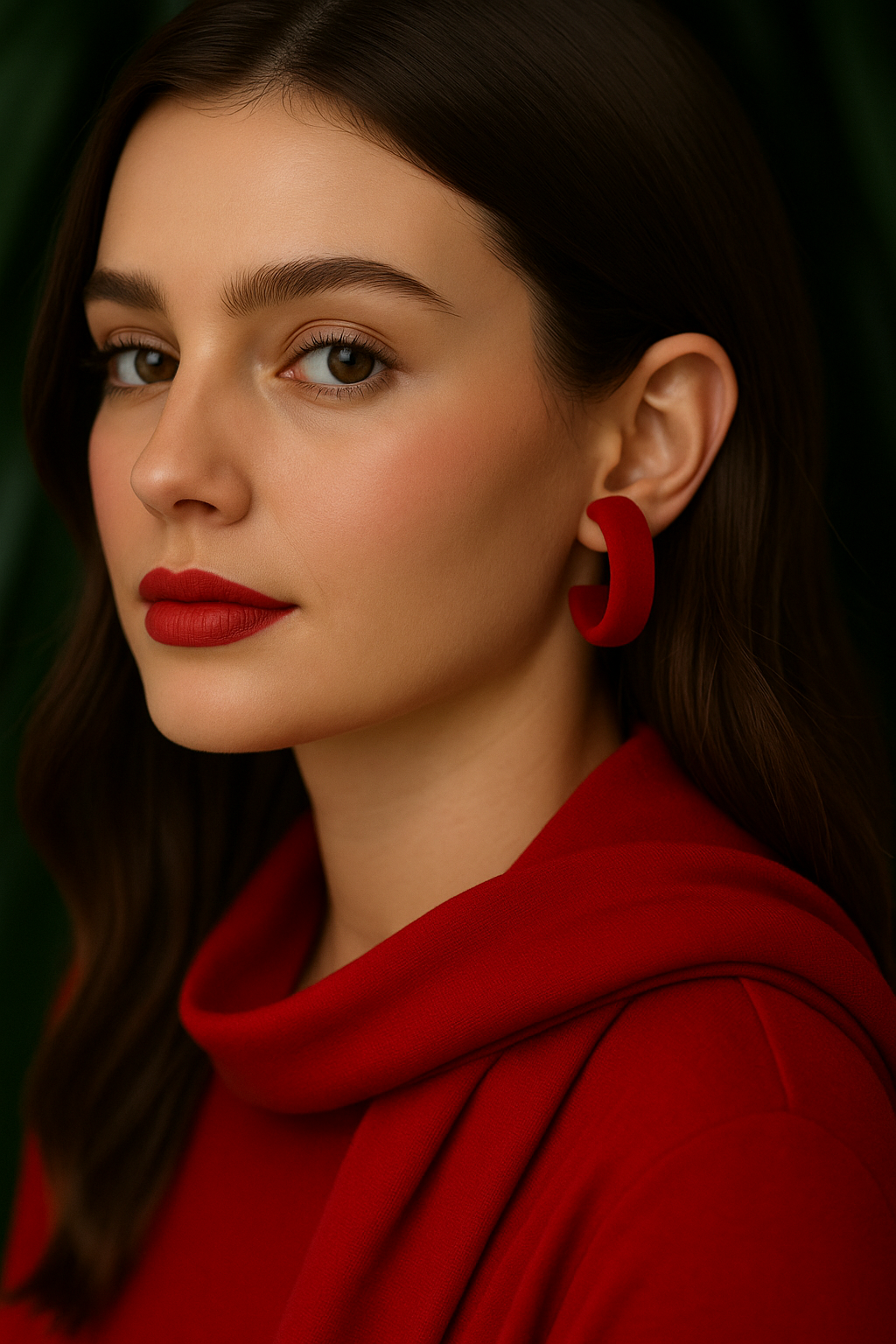 Elegant Red Velvet Hoop Earrings