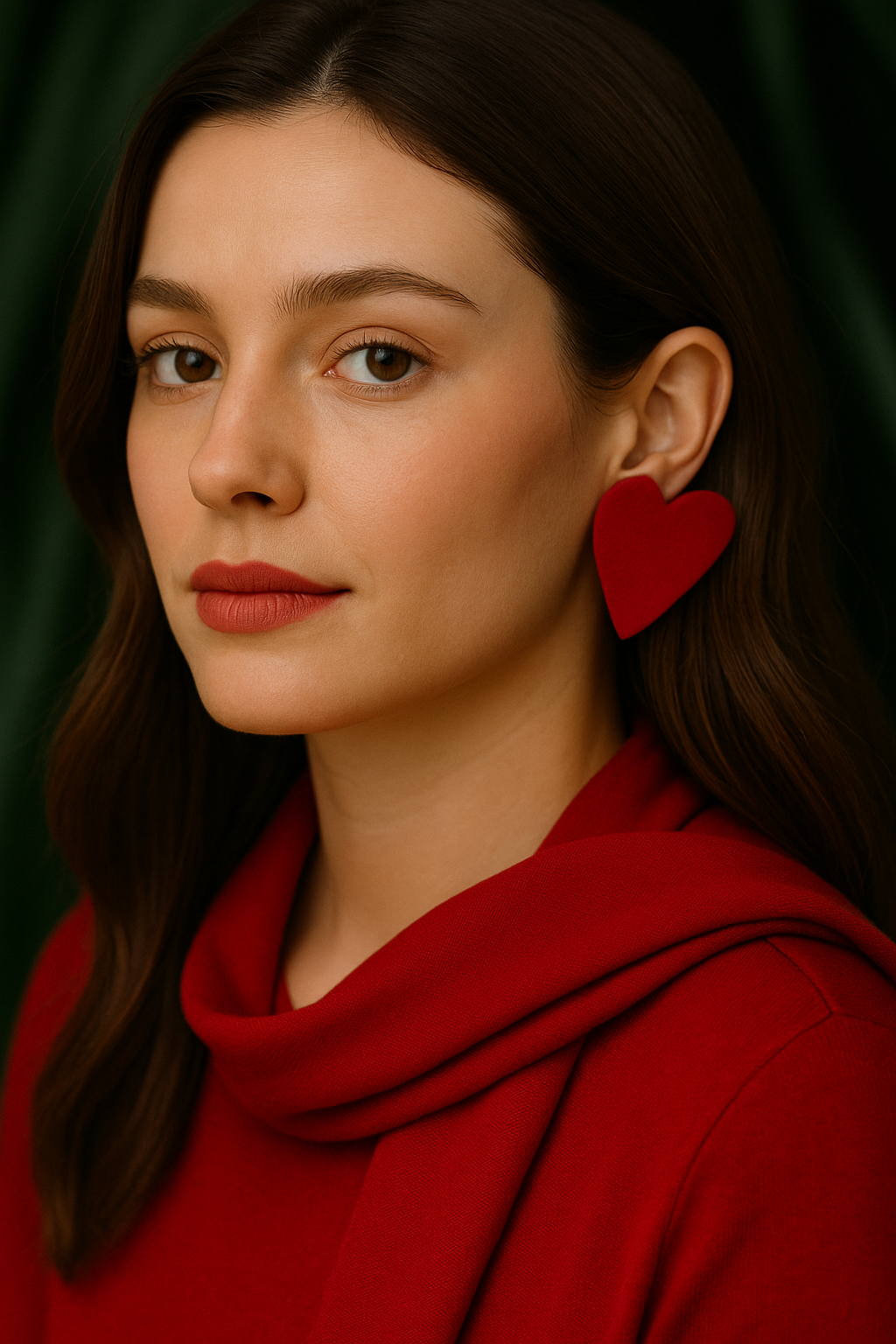Bold Velvet Heart Earrings – Red